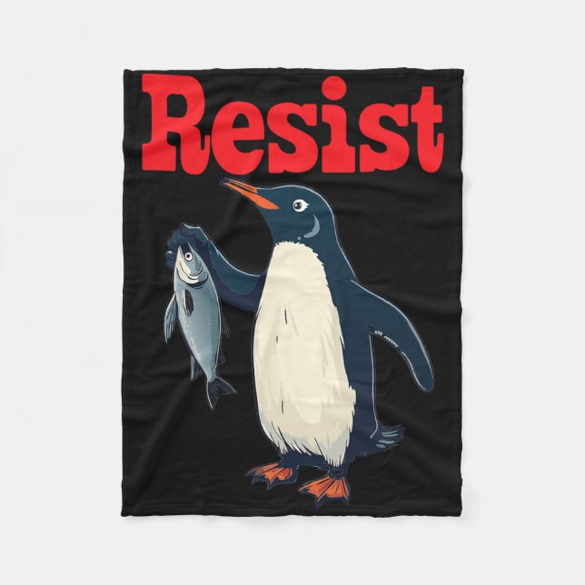 Cobertor De Velo Pinguim Resistente Segurando Peixe Protesto Gráfic (Frente)