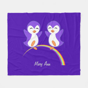 Cobertor De Velo Pinguim Roxo
