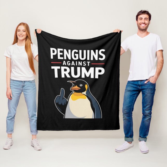 Cobertor De Velo Pinguins de Asas Levantadas Resistem Contra Trump (In Situ)