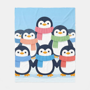 Cobertor De Velo Pinguins Fofos Cachecol de Inverno Abraço em Grupo