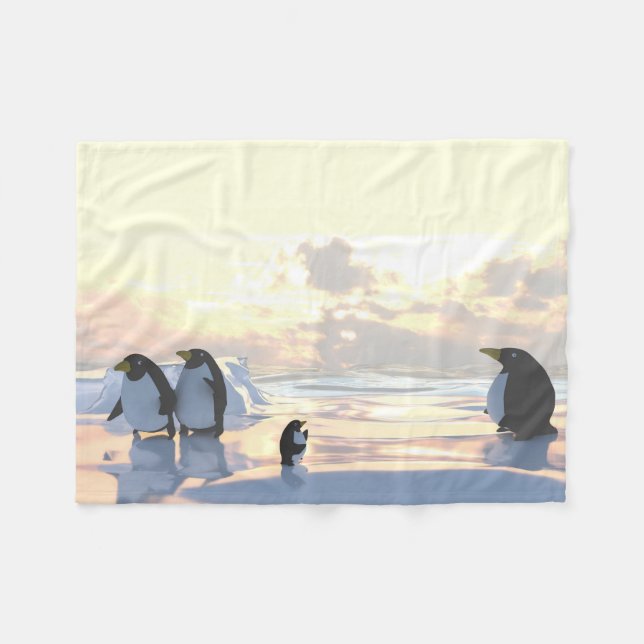 Cobertor De Velo pinguins relaxando em uma placa de gelo (Frente (Horizontal))
