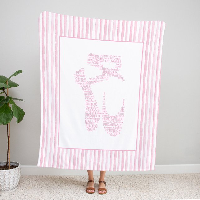 Cobertor De Velo Pink Ballet Pointe Shoe Typography  (Criador carregado)