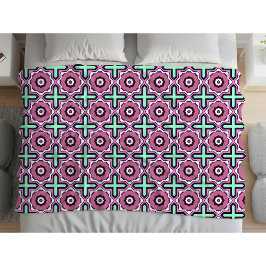 Cobertor De Velo Pink, blue and black geometric pattern