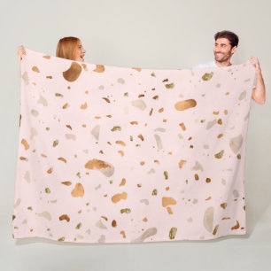 Cobertor De Velo Pink Blush Terrazzo Com Douradas Manchas De Cobre