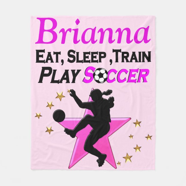 Cobertor De Velo PINK bonito PERSONALIZADO SOCCER GIRL BLANKET (Frente)