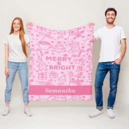 Cobertor De Velo Pink Christmas Doodle | Cozy Holiday