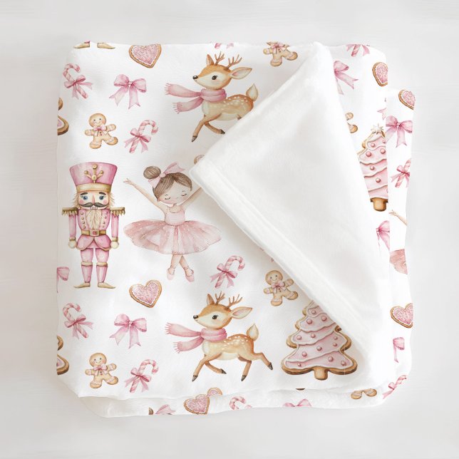 Cobertor De Velo Pink Christmas Nutcracker Fleece Blanket (Criador carregado)