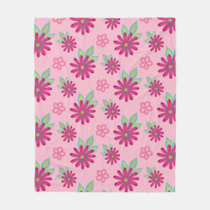 Cobertor De Velo Pink Daisy Floreal sem costura, beleza, blo