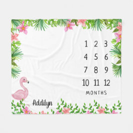 Cobertor De Velo Pink Flamingo Tropical Baby Milestone