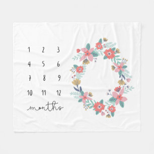 Cobertor De Velo Pink Floral Milestone Blanket