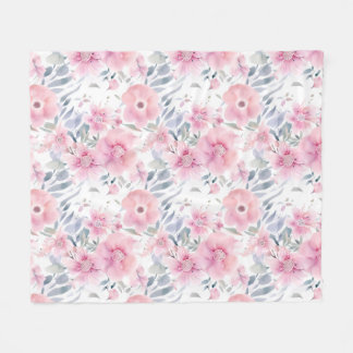 Cobertor De Velo Pink Floral Watercolor