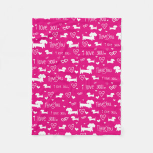 Cobertor De Velo Pink I Heart Dachshund Dog Blanket