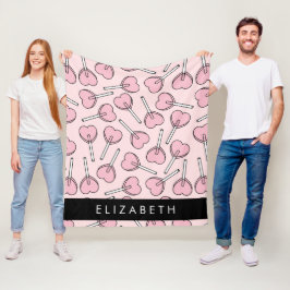Cobertor De Velo Pink Lollipops, Heart Lollipops, Lolly, Your Name