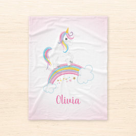 Cobertor De Velo Pink Magical Rainbow Unicorn Personalizado