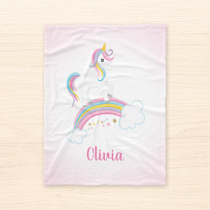 Cobertor De Velo Pink Magical Rainbow Unicorn Personalizado