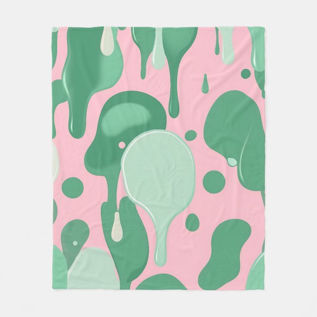 Cobertor De Velo Pink Mint Green Melting Drip Pattern Abstract  (Frente)