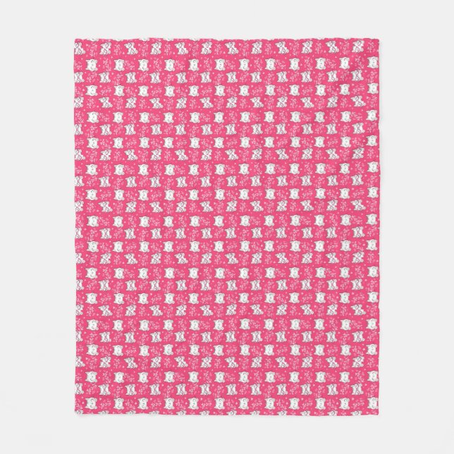 Cobertor De Velo Pink Patterno de Gato Rosa Adorável Folheto de Gat (Frente)