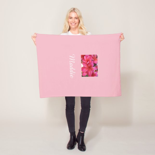 Cobertor De Velo Pink plumeria blanket personalize (In Situ)