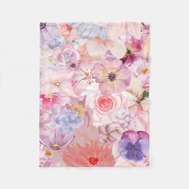 Cobertor De Velo Pink & Purple Floral Pattern (Frente)