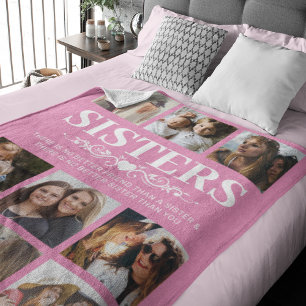 Cobertor De Velo Pink Sisters Photo Collage Fleece Blanket