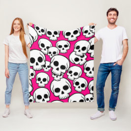 Cobertor De Velo Pink Skull Pattern Fleece Blanket