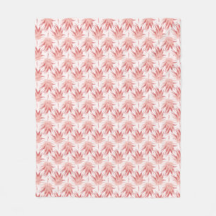 Cobertor De Velo Pink Vermelho Folha Branca