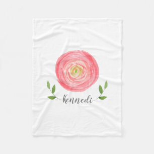 Cobertor De Velo Pink Watercolor Floral Fleece Baby