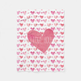 Cobertor De Velo Pink Watercolor Hearts Valentine Day Standard