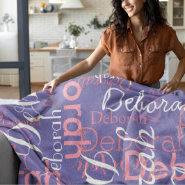 Cobertor De Velo Pinkish Names Typografia periwinkcolor