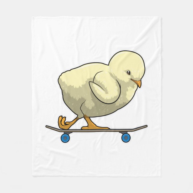 Cobertor De Velo Pintinho como skater com skateboard (Frente)