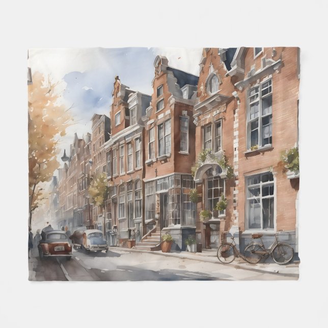Cobertor De Velo Pintor aquoso de Amsterdã (Frente (Horizontal))