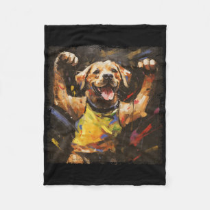Cobertor De Velo Pintura a Óleo Colorida de um Cão Labrador de Kick
