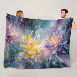 Cobertor De Velo Pintura Abstrata Floral Vibrante com Explosão