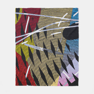 Cobertor De Velo Pintura abstrato, vermelha e branca, azul