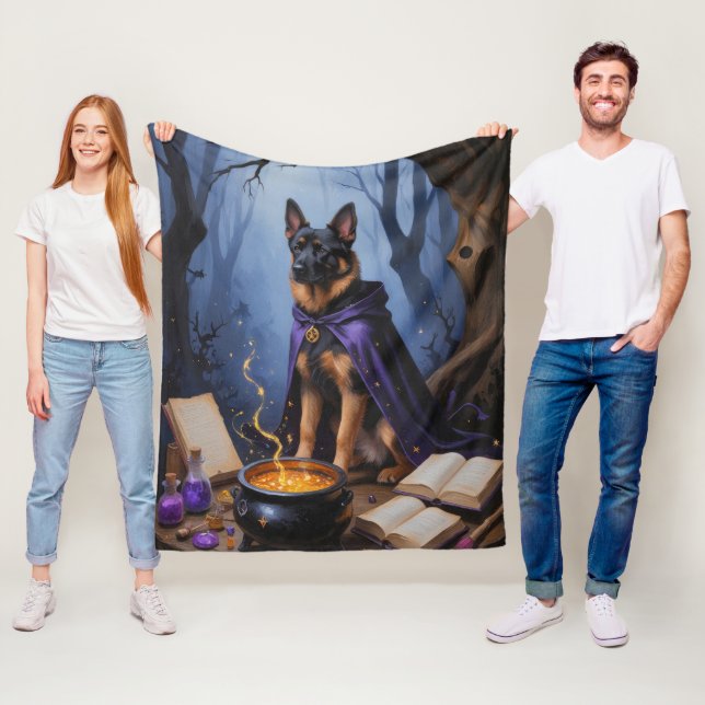 Cobertor De Velo Pintura Caprichosa de Halloween com Cão Malinois B (In Situ)