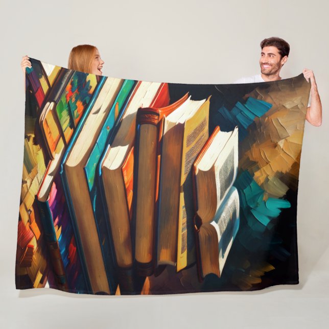 Cobertor De Velo Pintura da Pilha de Livros Antigos Leitura de Cozy (In Situ)