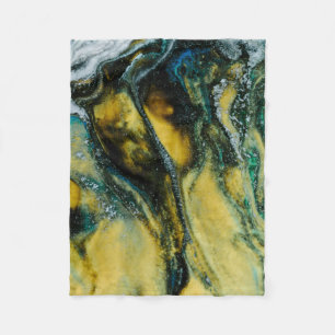 Cobertor De Velo Pintura de abstrato amarelo, branco e azul
