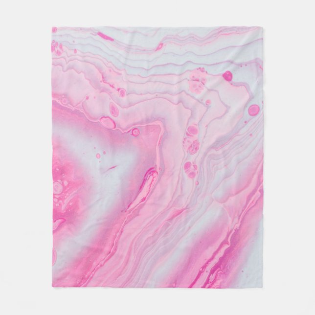 Cobertor De Velo Pintura de abstrato branco e rosa (Frente)