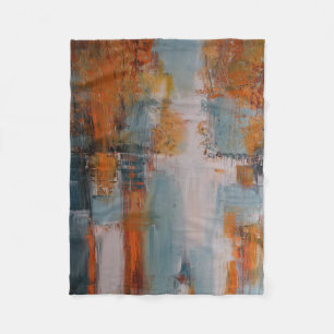 Cobertor De Velo Pintura de abstrato cor laranja, branca e lacrimog