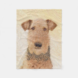 Cobertor De Velo Pintura de Airedale Terrier - Arte original bonita