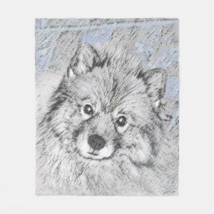 Cobertor De Velo Pintura de Beth Keeshond - Arte de Cachorro Origin