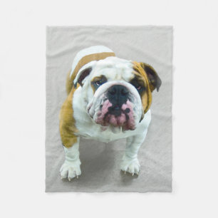 Cobertor De Velo Pintura de Buldogue - Arte de Cachorro Original Bo