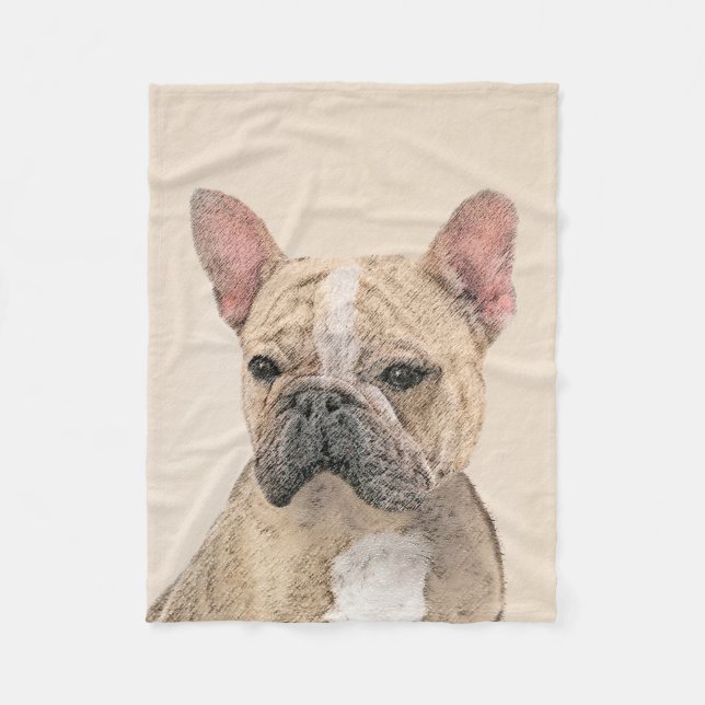 Cobertor De Velo Pintura de Bulldog Francês (Sable) - Original Fofo (Frente)