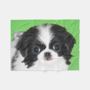 Cobertor De Velo Pintura De Cachorro Japonês - Arte Original De Cac
