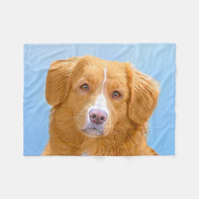 Cobertor De Velo Pintura de Cão de Retriever com Pedra Nova Escócia (Frente (Horizontal))