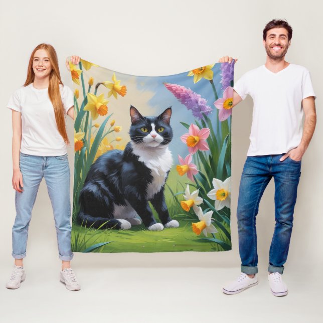 Cobertor De Velo Pintura de Flores de Primavera do Gato Smoking  (In Situ)