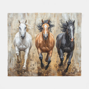 Cobertor De Velo Pintura de Galopagem de Trio Cavalo
