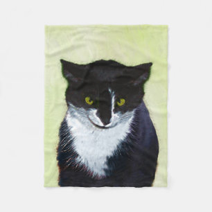 Cobertor De Velo Pintura de Gato Tuxedo - Arte de Gato Original Cus