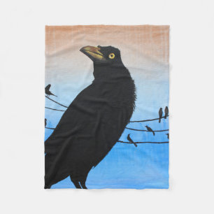 Cobertor De Velo Pintura de Grackle Austin Texas Ave Preta Vida Sel