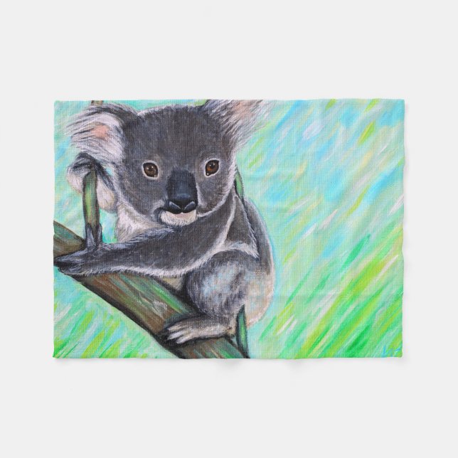 Cobertor De Velo Pintura de Koala (Frente (Horizontal))